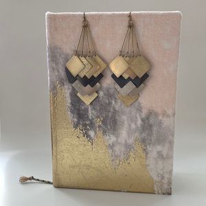 Vintage Gold, Silver & Gray Shimmery Chandelier Earrings